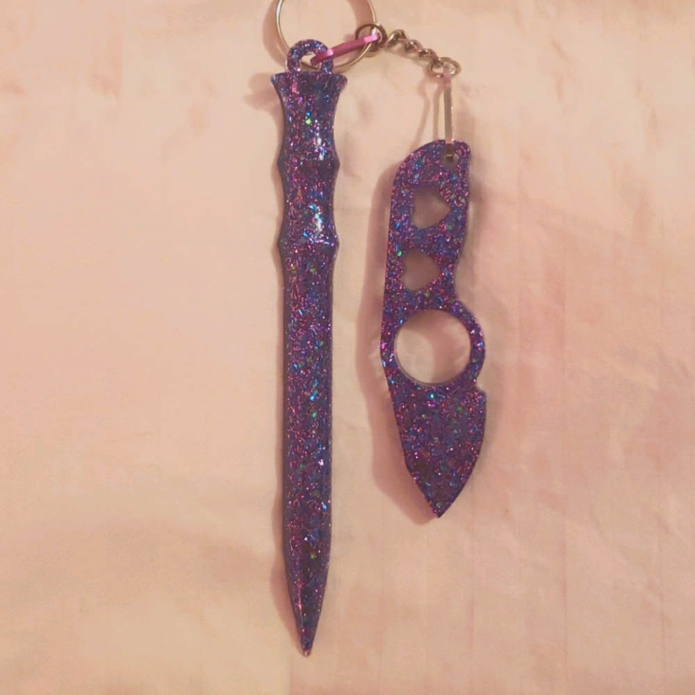 Galaxy Glitter Self Defense Kubotan Knife Set